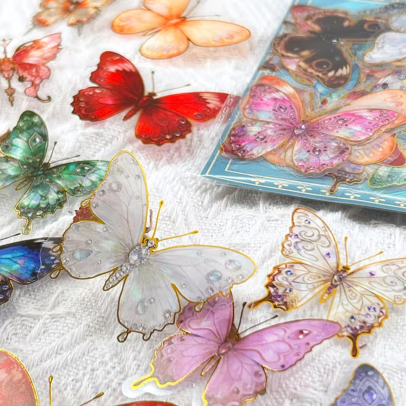 50 Pcs Jewel Butterfly PET Stickers