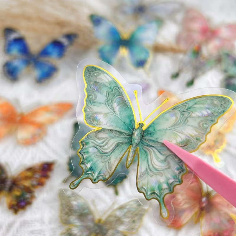 50 Pcs Jewel Butterfly PET Stickers
