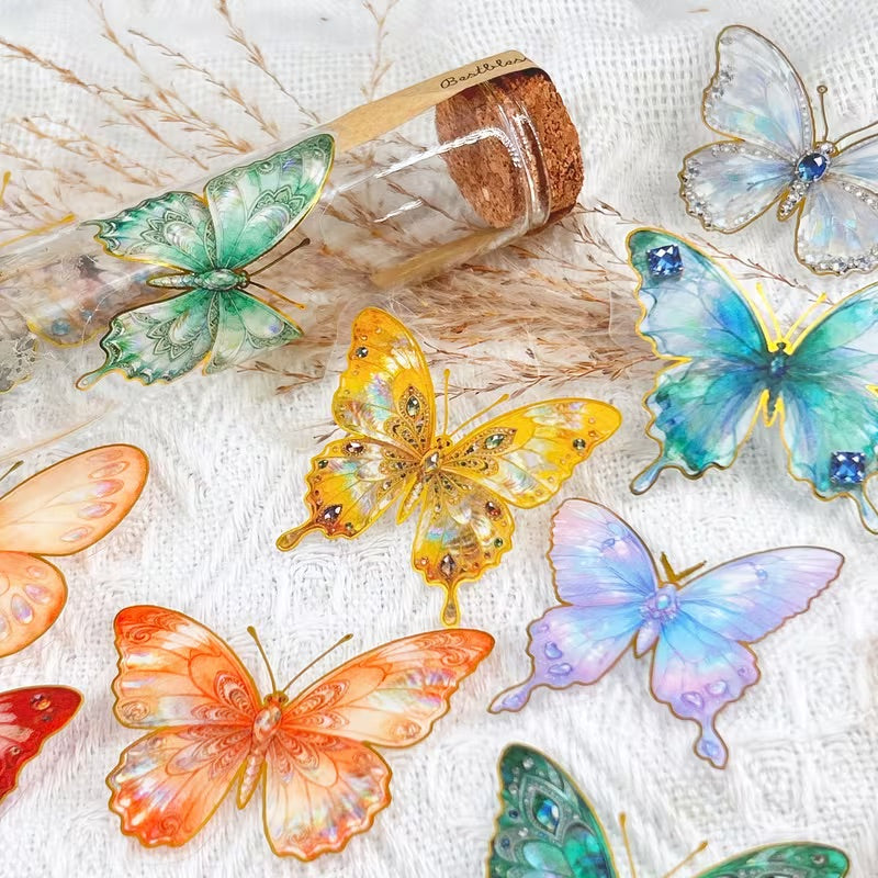 50 Pcs Jewel Butterfly PET Stickers