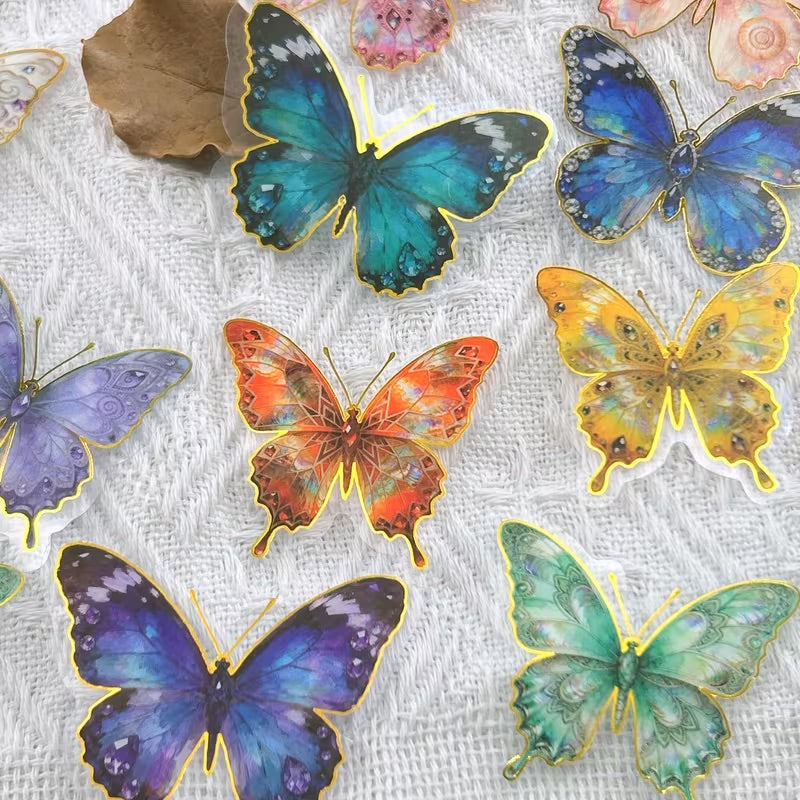 50 Pcs Jewel Butterfly PET Stickers