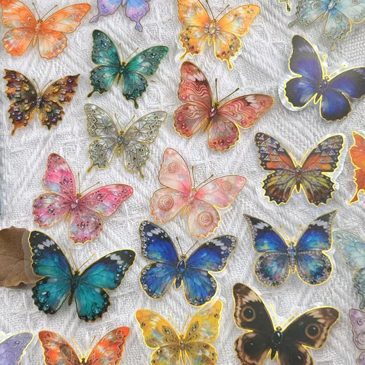 50 Pcs Jewel Butterfly PET Stickers