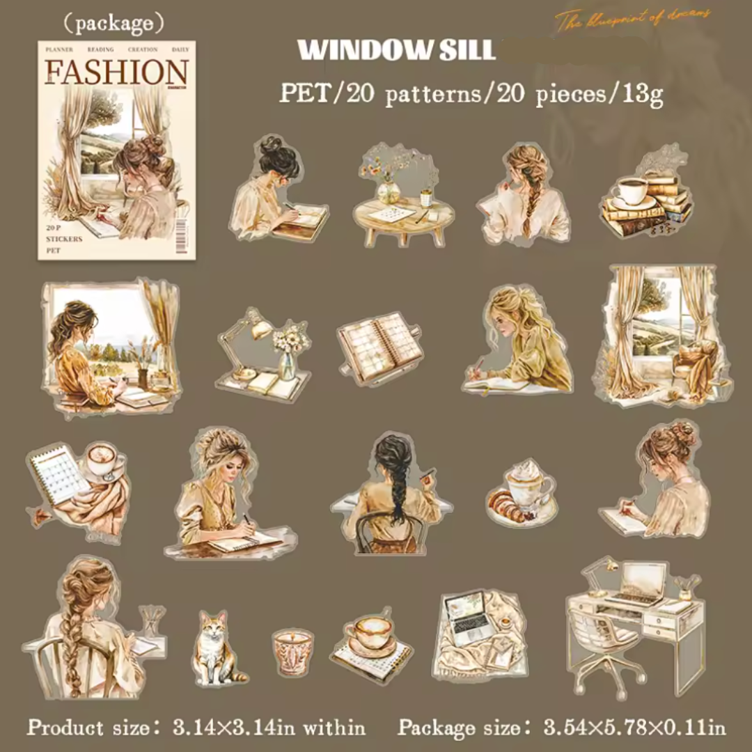 20 Pcs Fashion Journal Girl Stickers