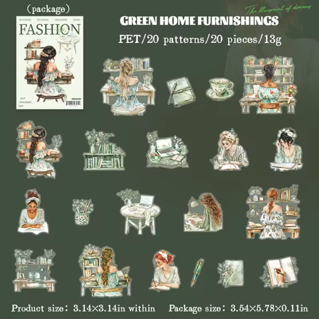 20 Pcs Fashion Journal Girl Stickers