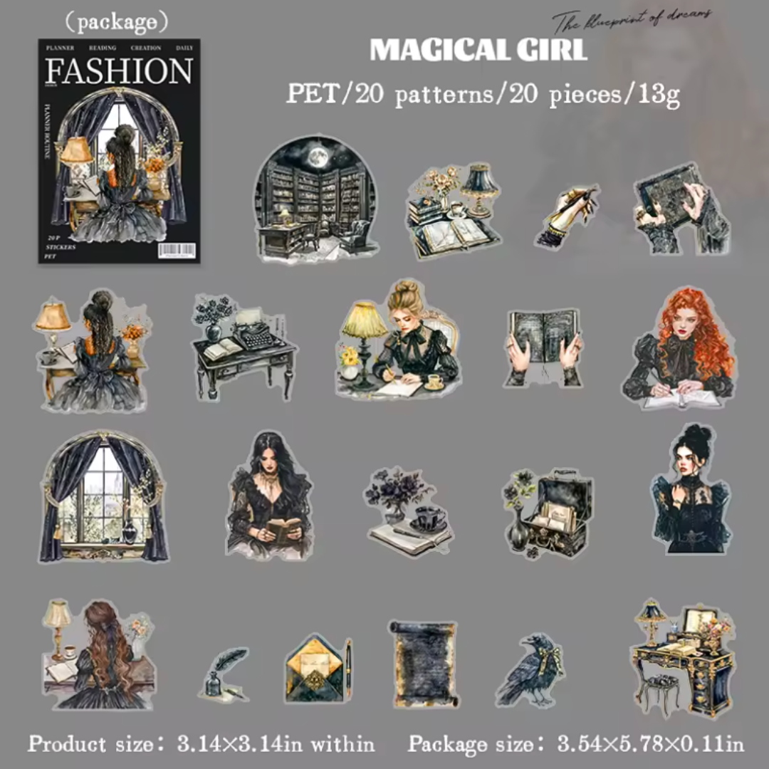 20 Pcs Fashion Journal Girl Stickers