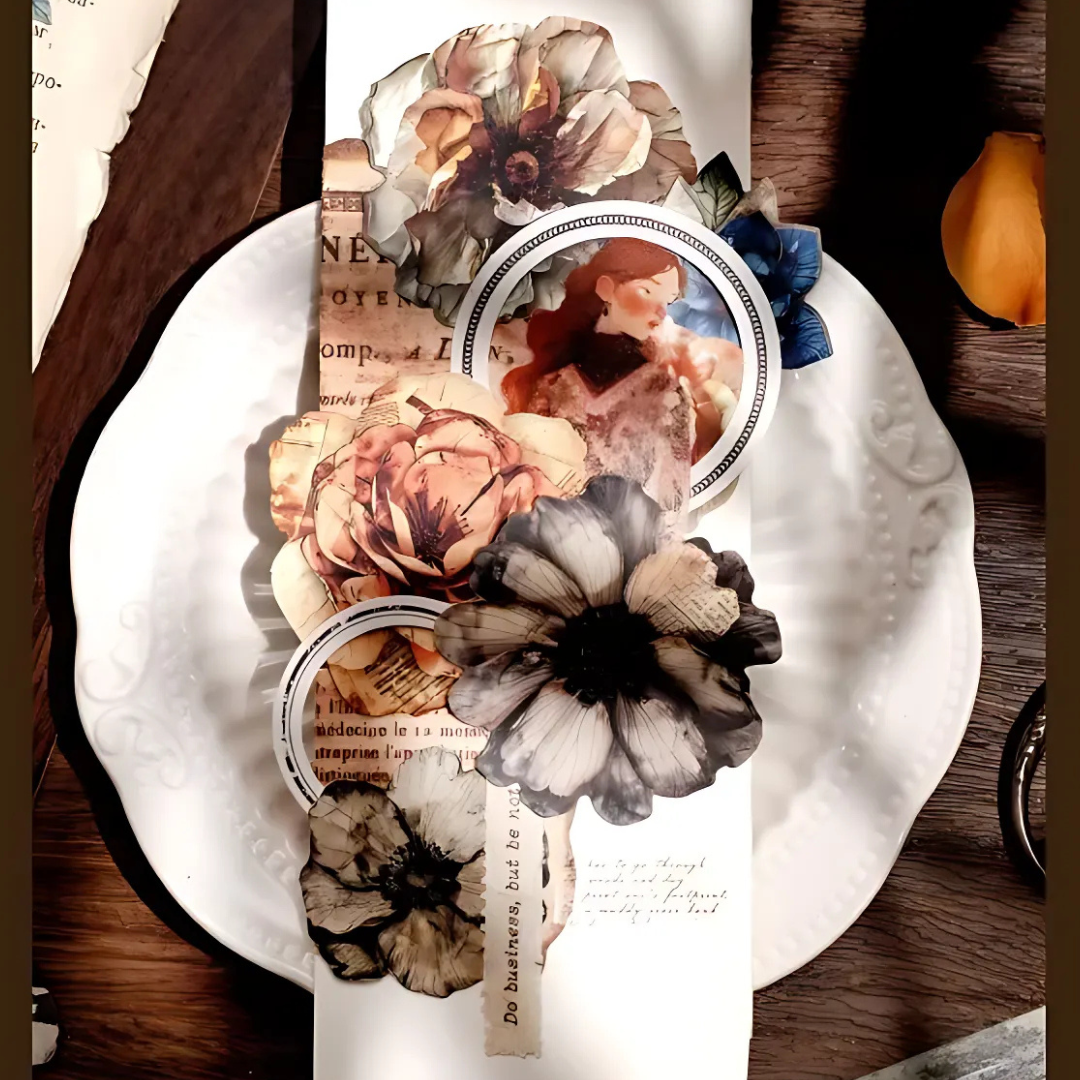 20 Pcs Large Vintage Floral Stickers