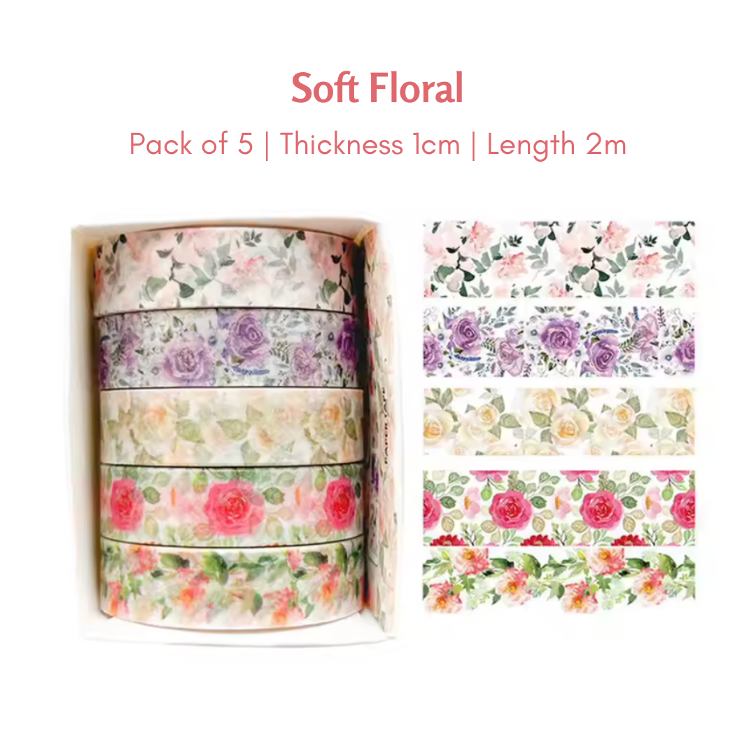 5 Pcs Thin Romantic Washi Tape Set