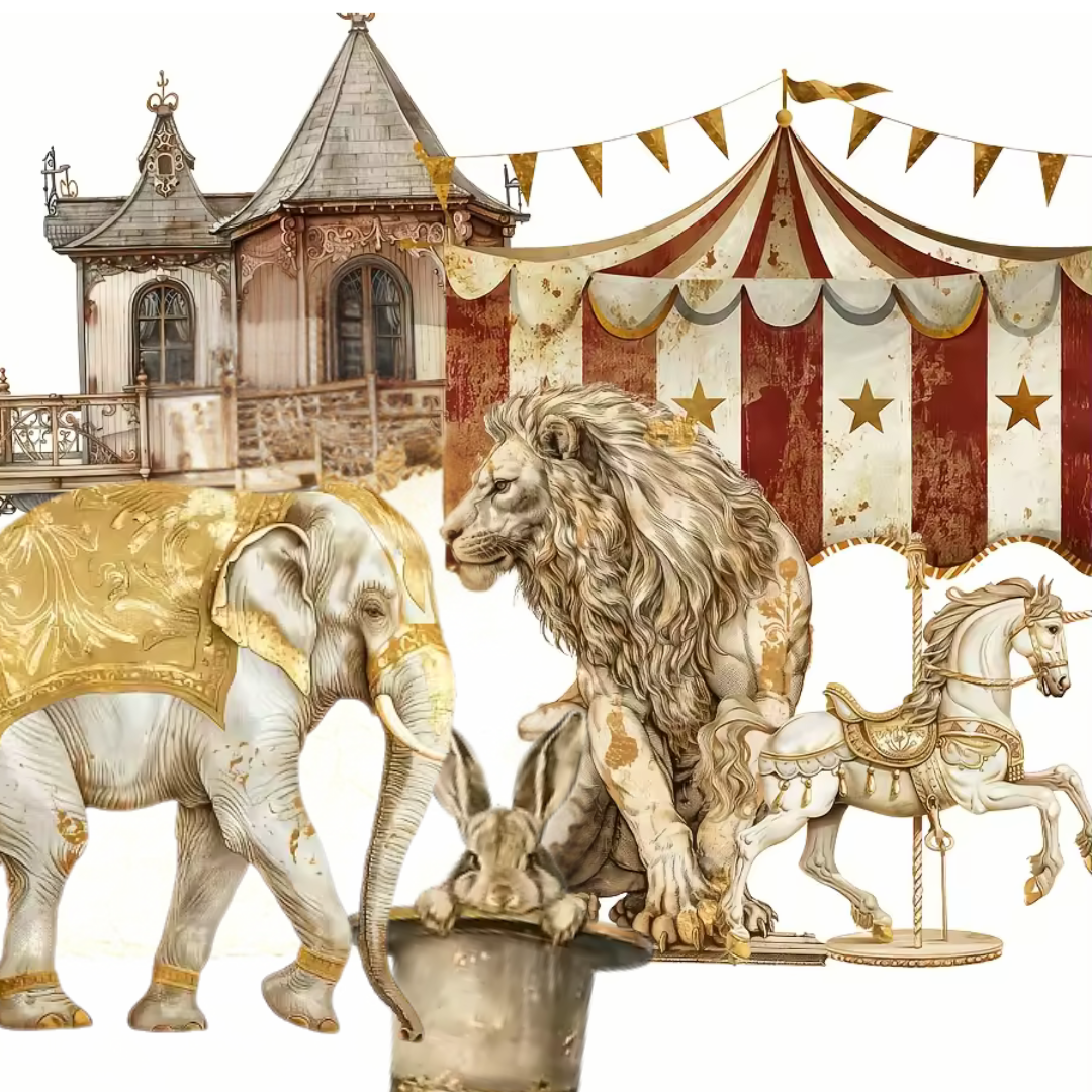 102 Pcs Vintage Circus Tour Sticker Sheets