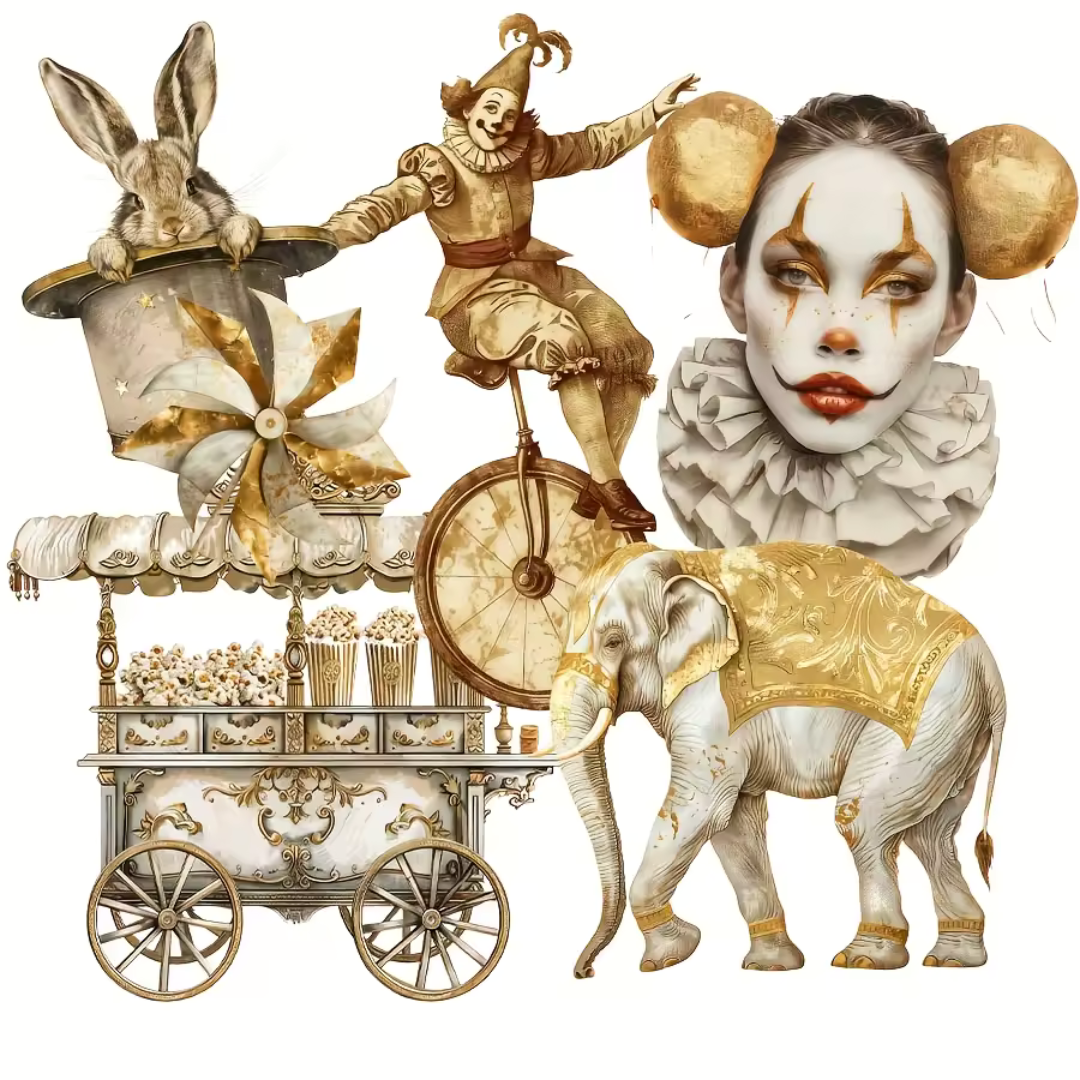 102 Pcs Vintage Circus Tour Sticker Sheets