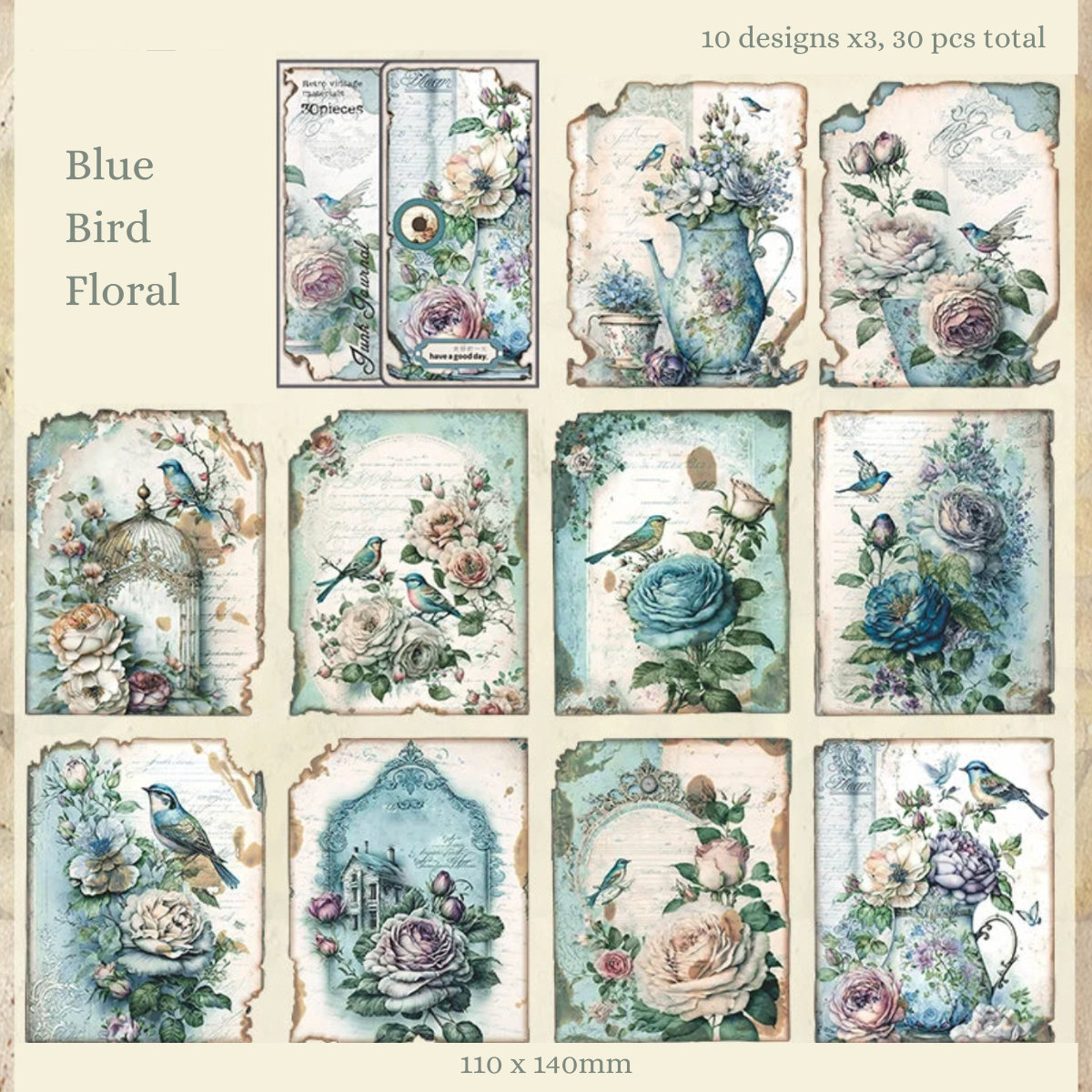 30 Pcs Lost Garden Vintage Paper