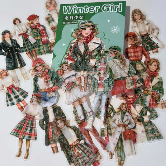 20 Pcs Winter Girl PET Stickers