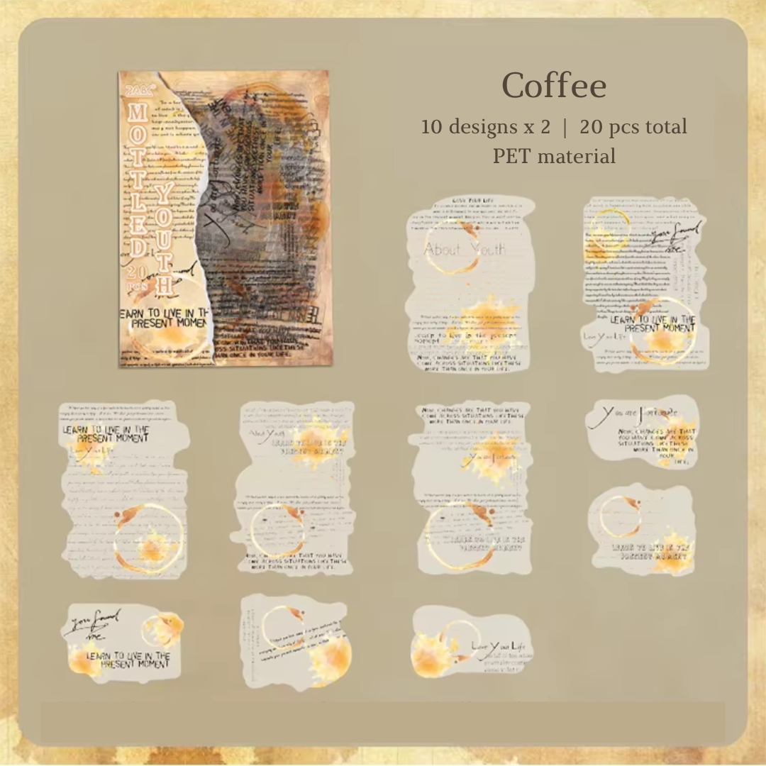 20 Pcs Vintage Text Fragments Stickers