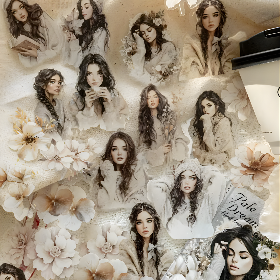 40 Pcs Floral Muse Girl Stickers