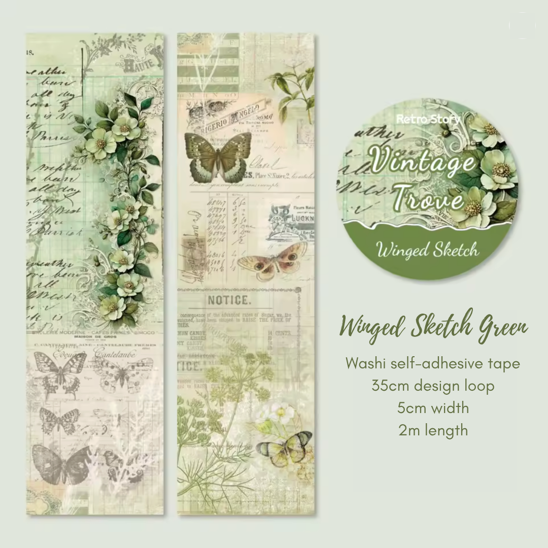 2m Vintage Trove Floral Washi Tape