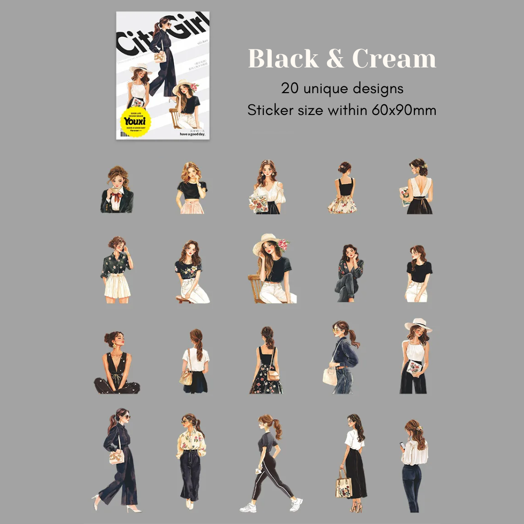 20 Pcs Urban City Girl Stickers