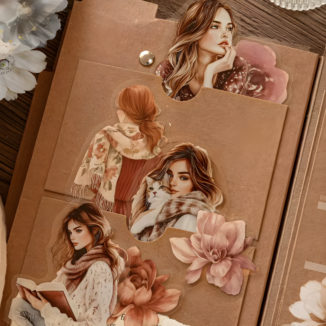 40 Pcs Floral Muse Girl Stickers