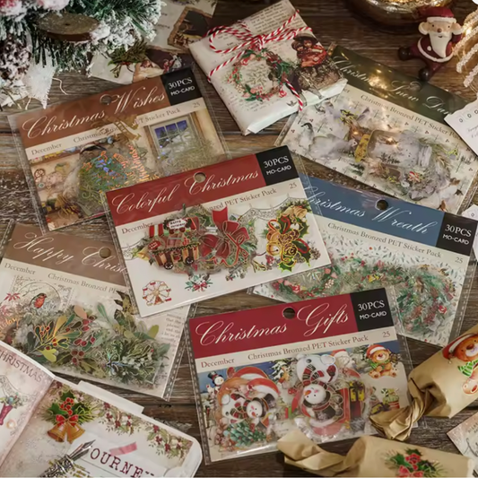 30 Pcs Gilded Christmas Memories Stickers