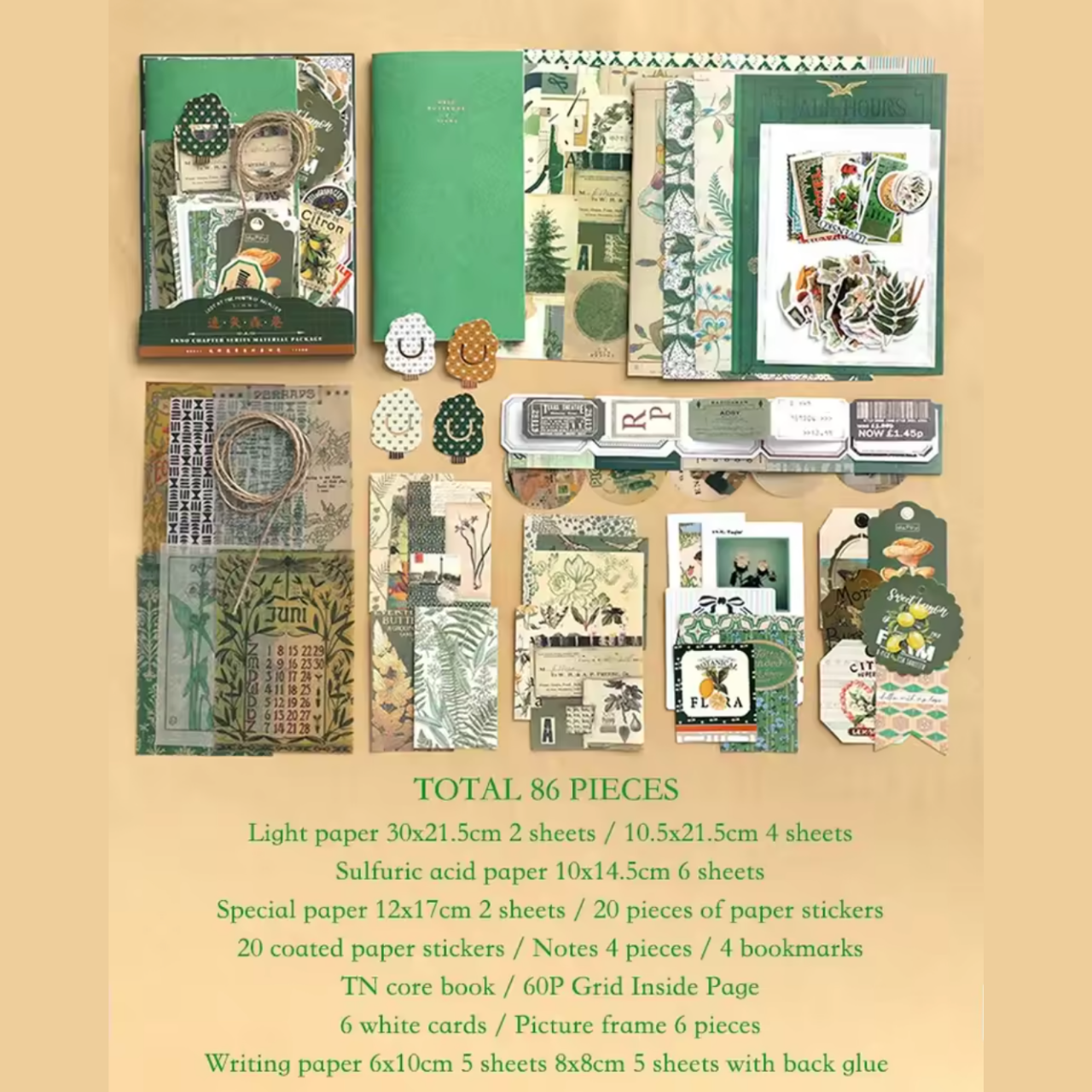 86 Pcs Aesthetic Scrapbooking Kit with Journal