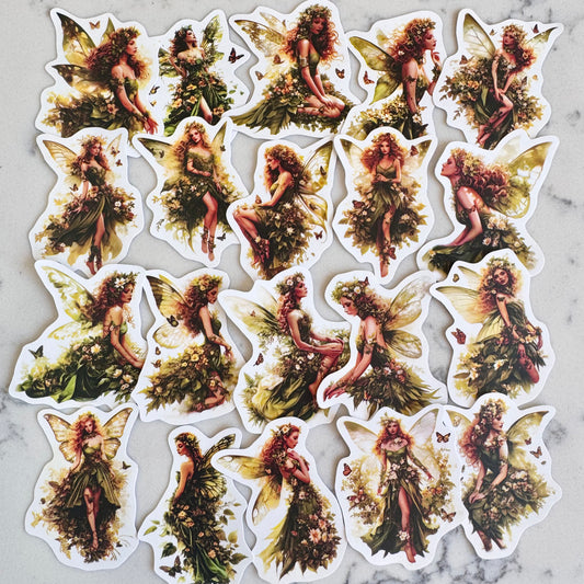 20 Pcs Green Fairy Matte Stickers