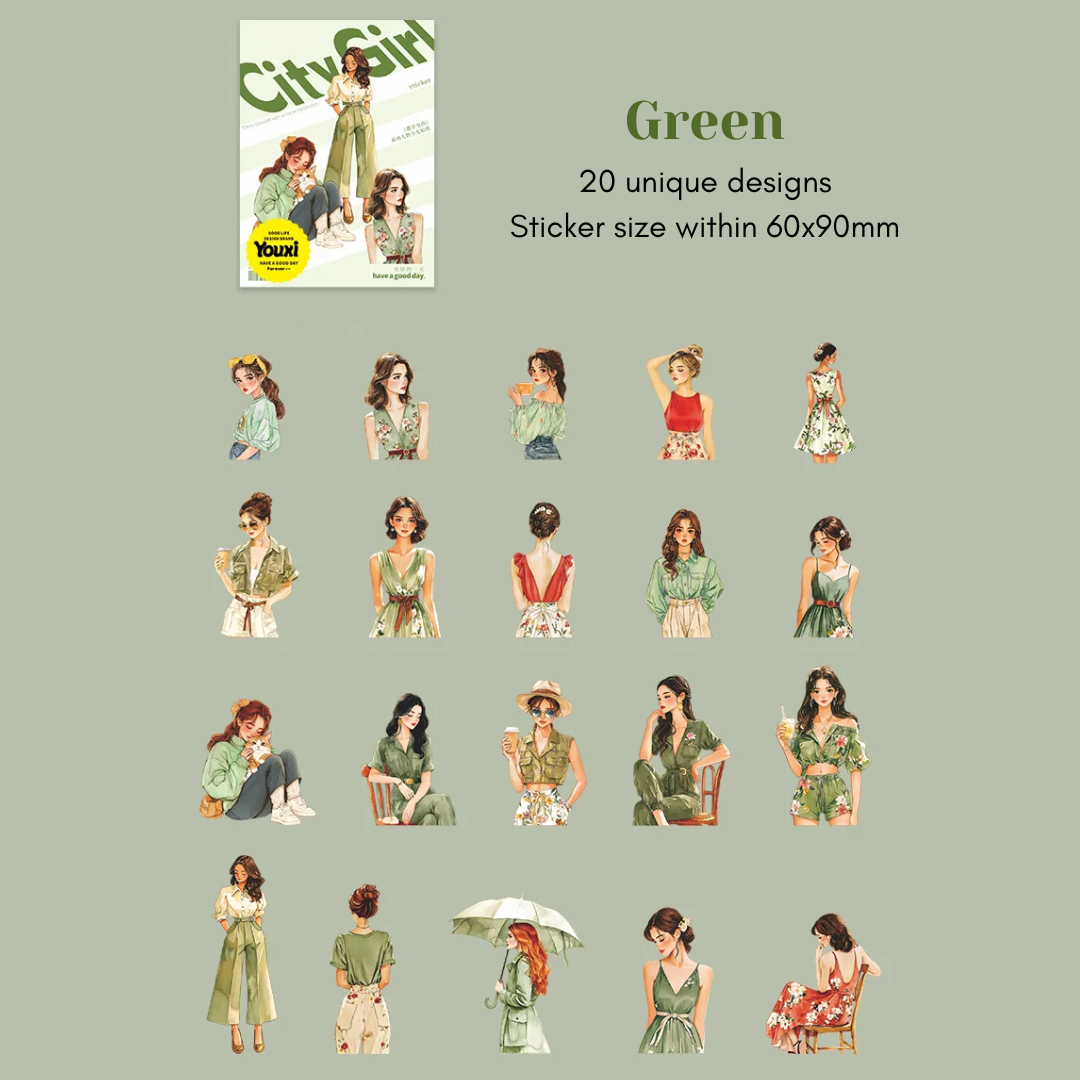 20 Pcs Urban City Girl Stickers