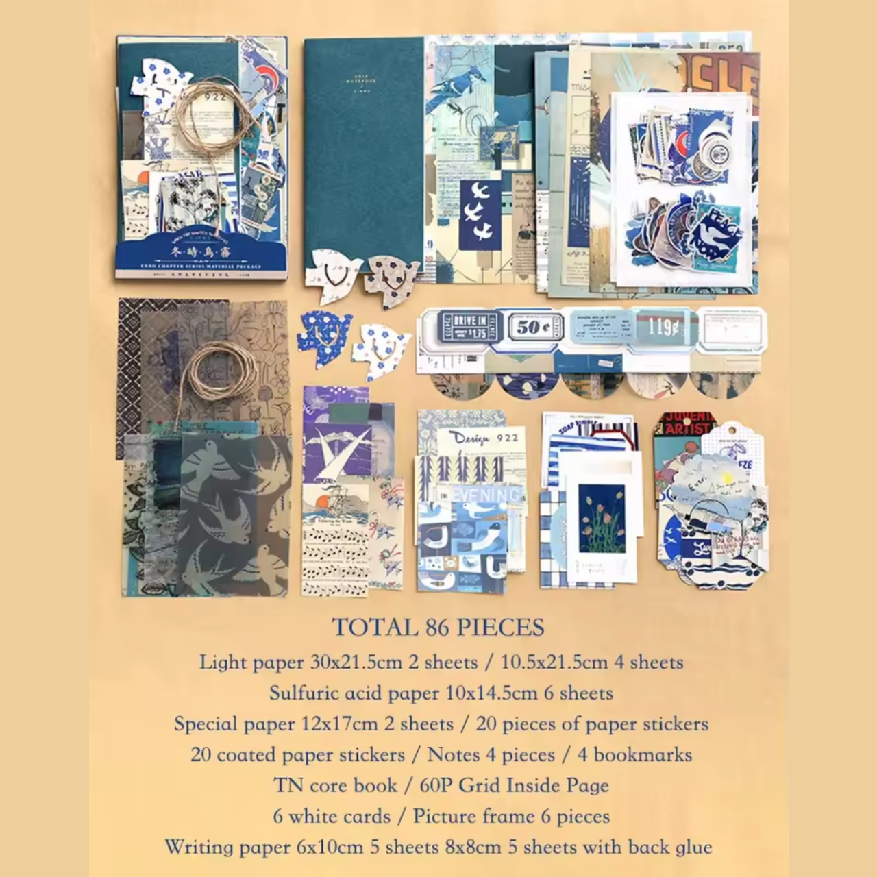 86 Pcs Aesthetic Scrapbooking Kit with Journal