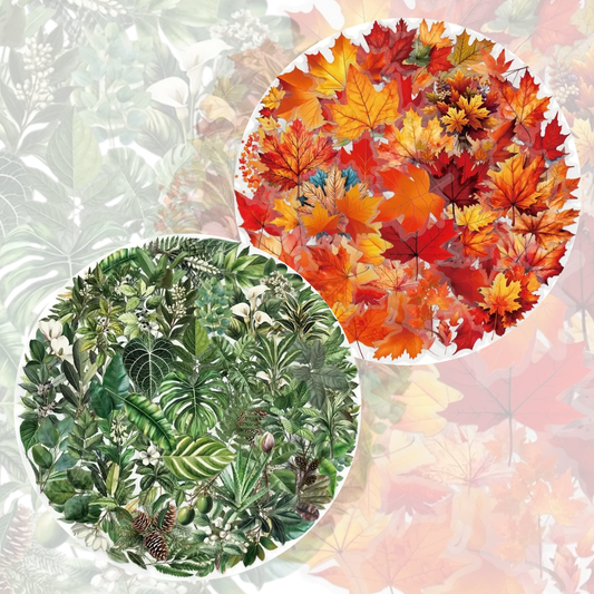 50 Pcs Seasonal Leaves PET Stickers