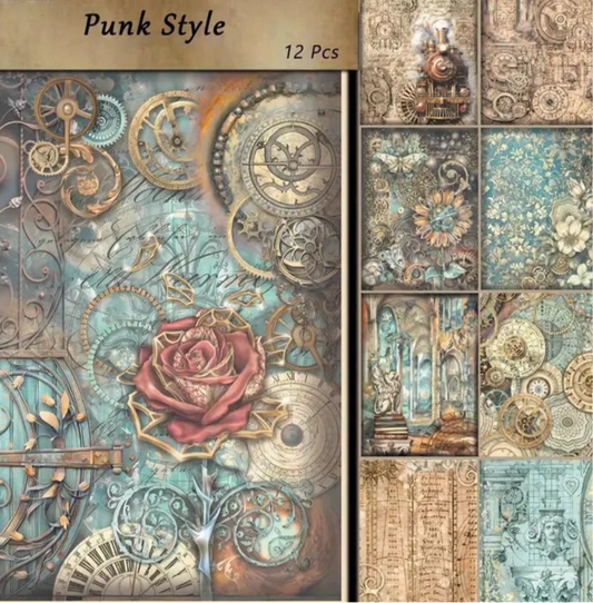 12 Page Vintage Punk Style A5 Paper Pack
