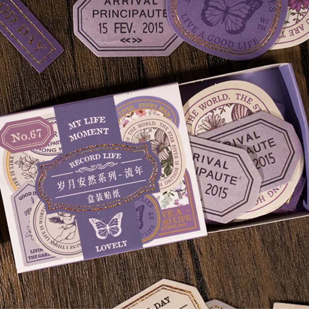 40 Pcs Small Retro Foil Label Stickers