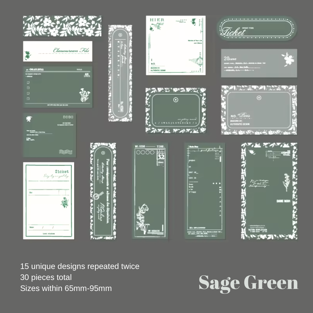30 Pcs Elegant Archive Label Stickers