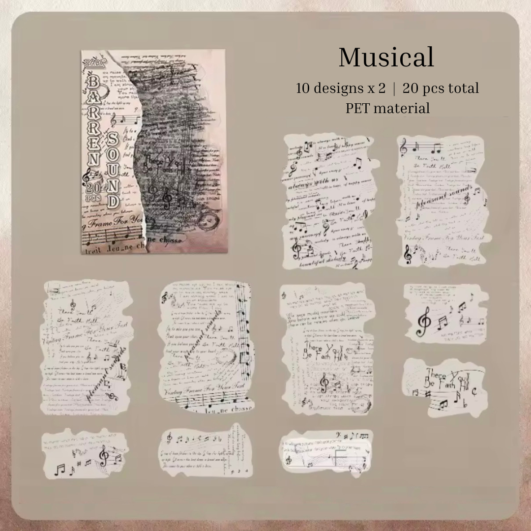 20 Pcs Vintage Text Fragments Stickers