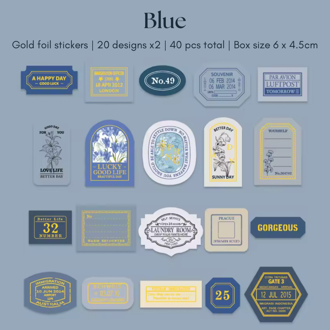 40 Pcs Small Retro Foil Label Stickers