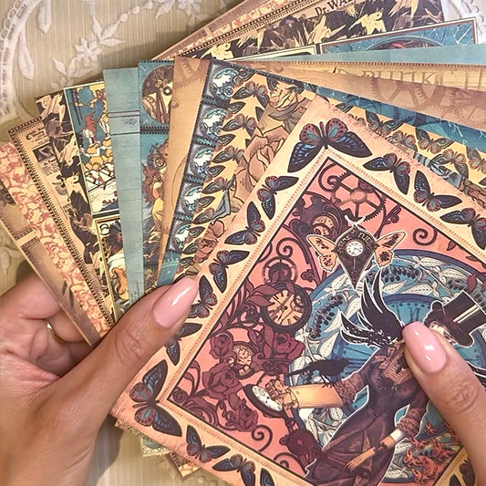 12 Page Vintage Steampunk 6x6 Paper Pack