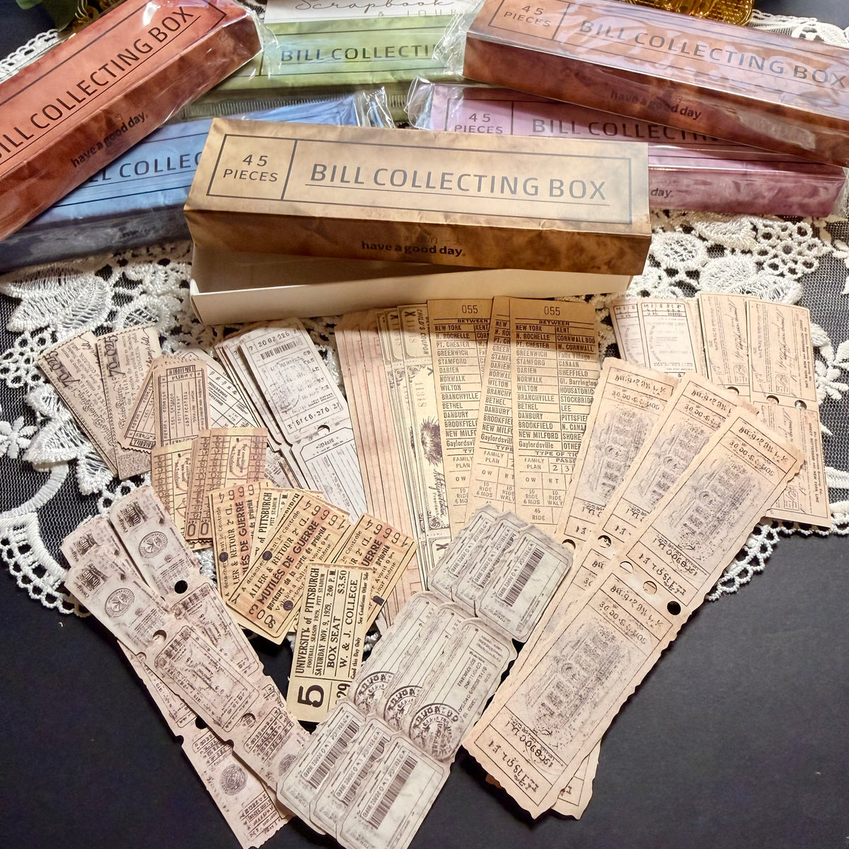 45 Pcs Vintage Ephemera Ticket Stickers