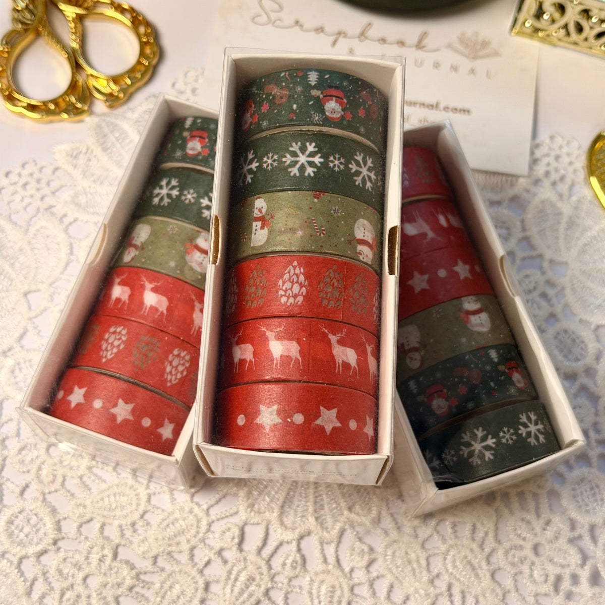 6 Pcs Traditional Christmas Washi Tape Set