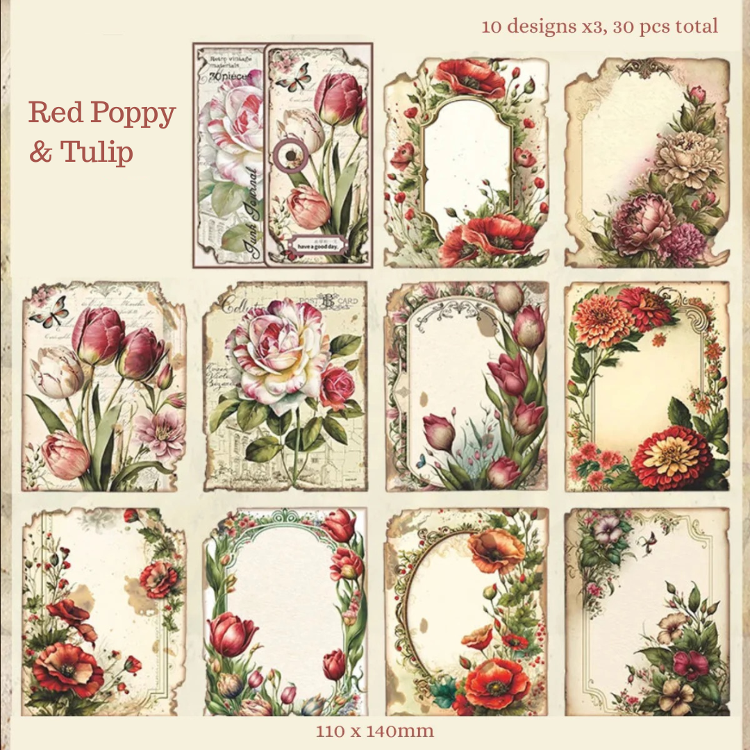 30 Pcs Lost Garden Vintage Paper