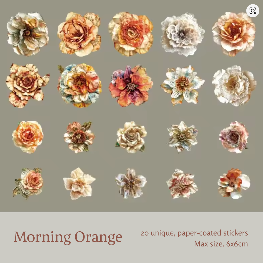 20 Pcs Large Vintage Floral Stickers