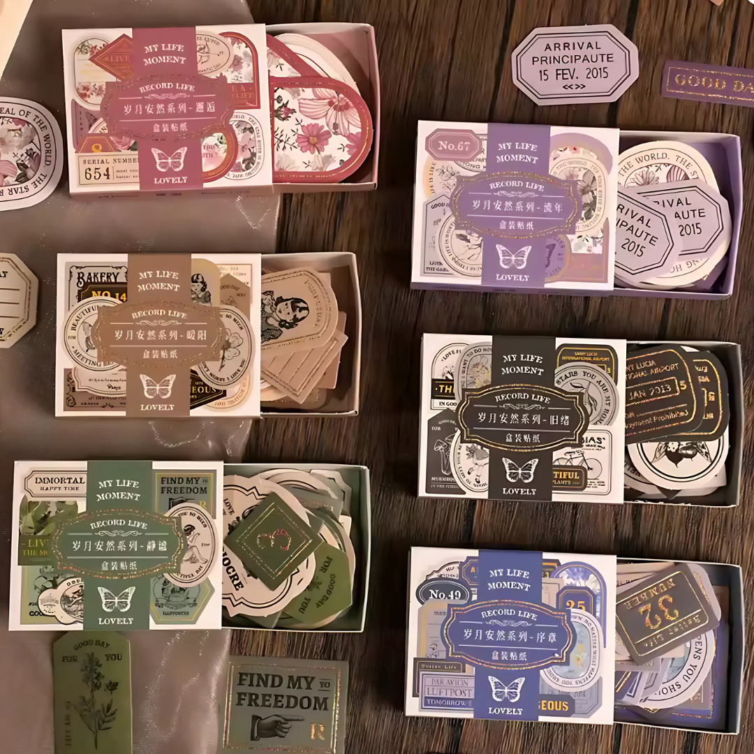 40 Pcs Small Retro Foil Label Stickers