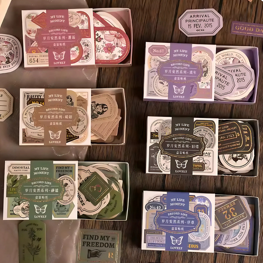 40 Pcs Small Retro Foil Label Stickers