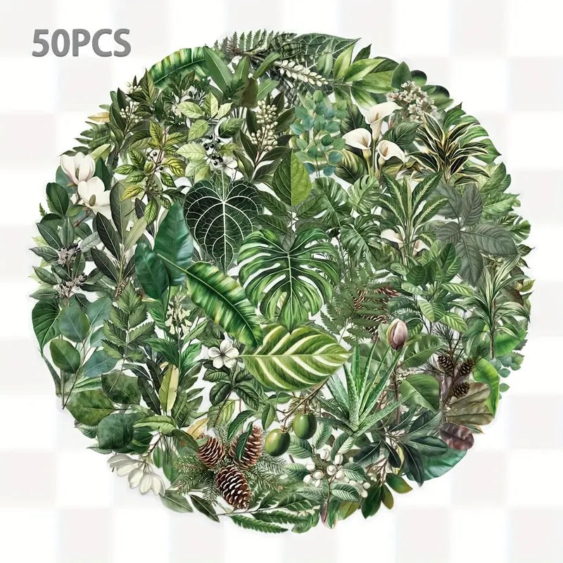 50 Pcs Seasonal Leaves PET Stickers