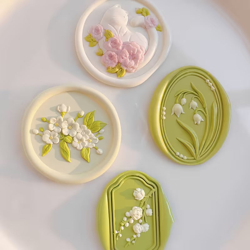 2 Pcs Floral Wax Stamps