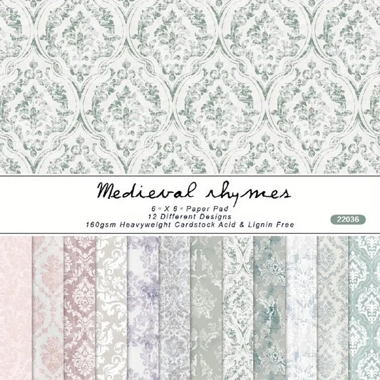 12 Page Pastel Damask 6x6 Paper Pack