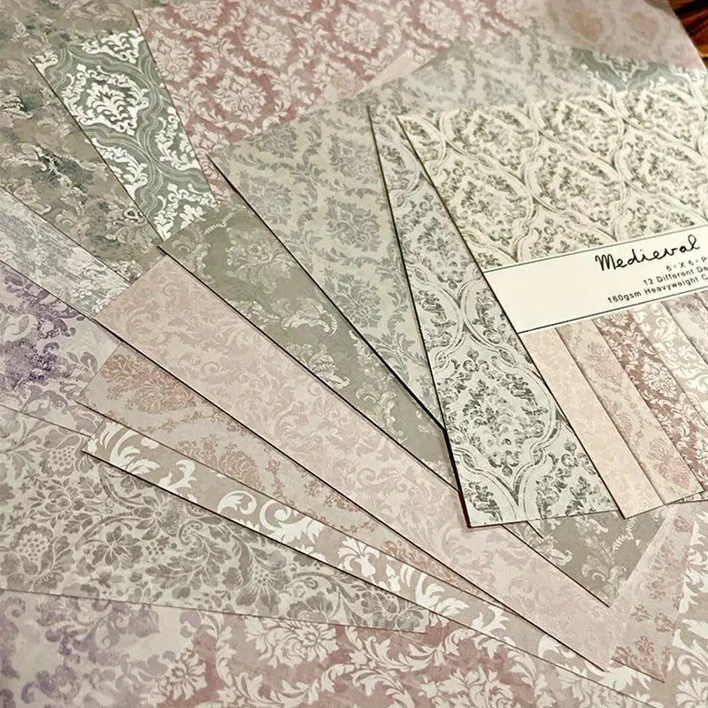 12 Page Pastel Damask 6x6 Paper Pack